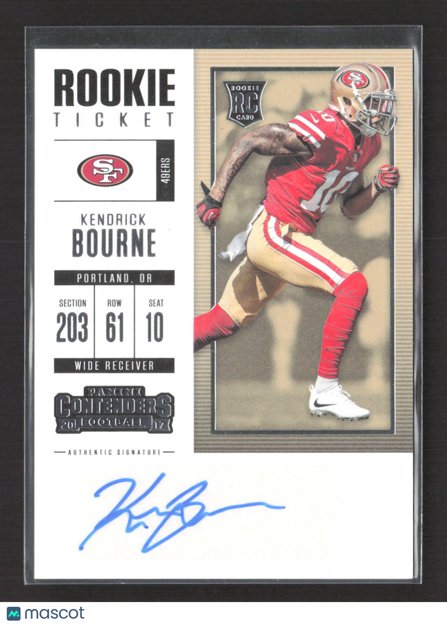 2017 Panini Contenders Football Kendrick Bourne #243 Auto