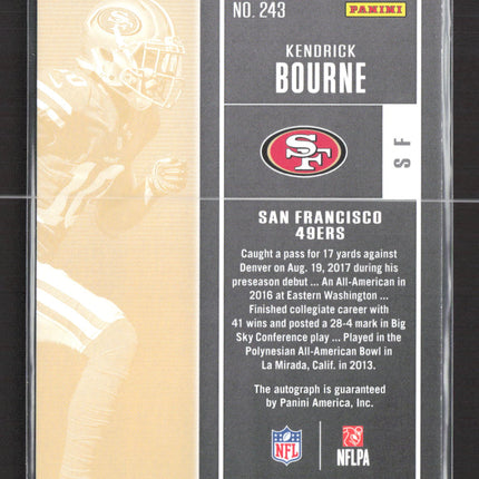 2017 Panini Contenders Football Kendrick Bourne #243 Auto