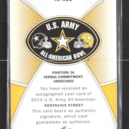 2014 Leaf U.S. Army All-American Bowl Kentavius Street #TA-KS1 14/25 Auto