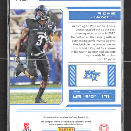 2018 Panini Contenders Draft Picks Richie James #133 RC Auto