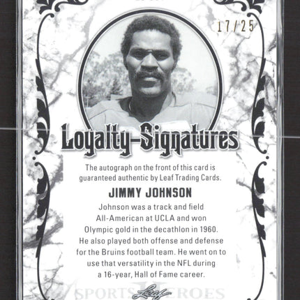 2017 Leaf Sports Heroes Loyalty Signatures Jimmy Johnson #LS-JJ1 Silver /25 Auto