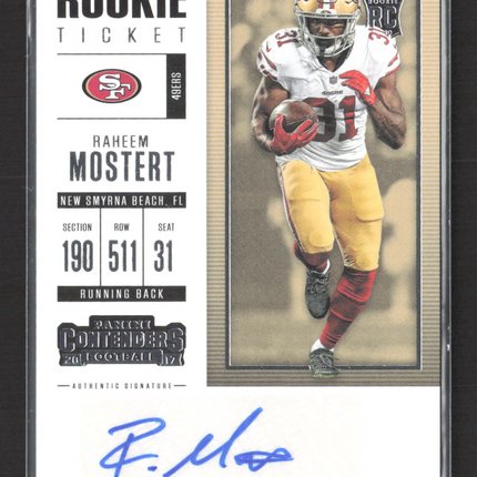 2017 Panini Contenders Football Raheem Mostert #297 RC Auto