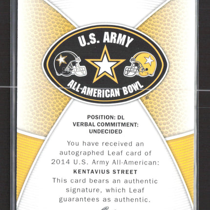 2014 Leaf U.S. Army All-American Bowl Kentavius Street #TA-KS1 Auto