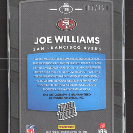 2017 Panini Donruss Optic Joe Williams #158 Blue 007/150 Auto