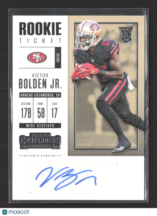 2017 Panini Contenders Football Victor Bolden Jr. #242 RC Auto