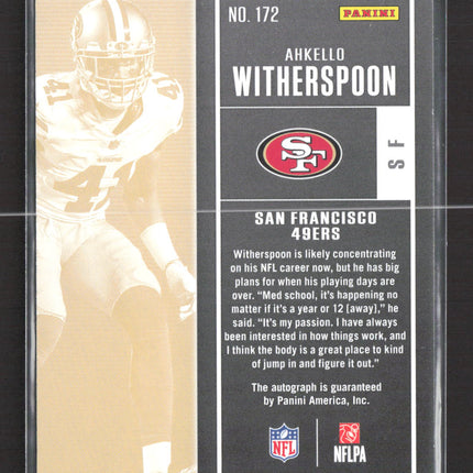 2017 Panini Contenders Football Ahkello Witherspoon #172 RC Auto