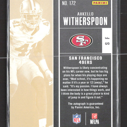 2017 Panini Contenders Football Ahkello Witherspoon #172 RC Auto