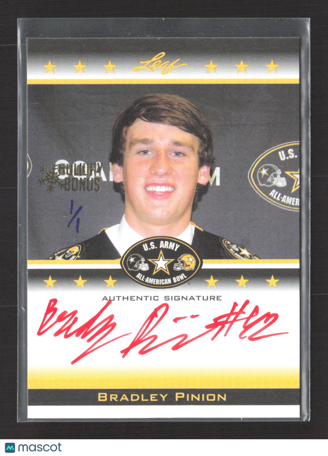 2012 Leaf U.S. Army All-American Bowl Selection Tour Bradley Pinion Auto 1/1