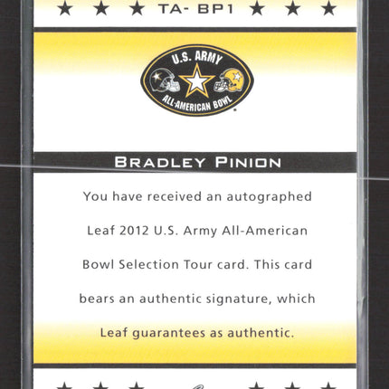 2012 Leaf U.S. Army All-American Bowl Selection Tour Bradley Pinion Auto 1/1