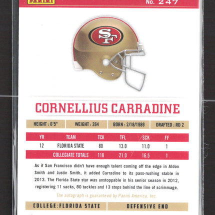 2013 Panini Rookies & Stars Longevity Cornellius Carradine #247 RC Auto