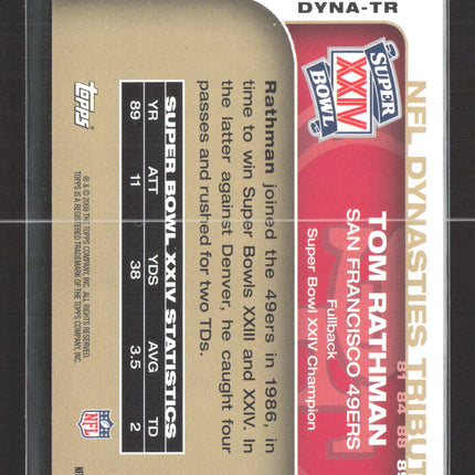 2008 Topps NFL Dynasties Tribute Tom Rathman #DYNA-TR 470/500 Auto