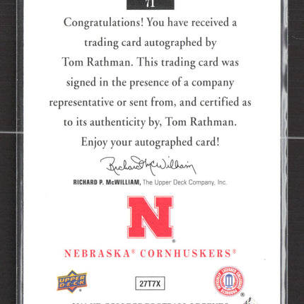 2011 Upper Deck College Football Legends Tom Rathman #71 Auto