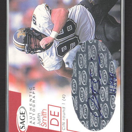 2001 SAGE Authentic Autograph Justin Smith #A40 Auto /999