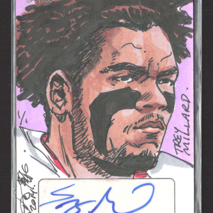 2014 Leaf Originals Football Trey Millard 1/1 1/1 Sketch Card Auto
