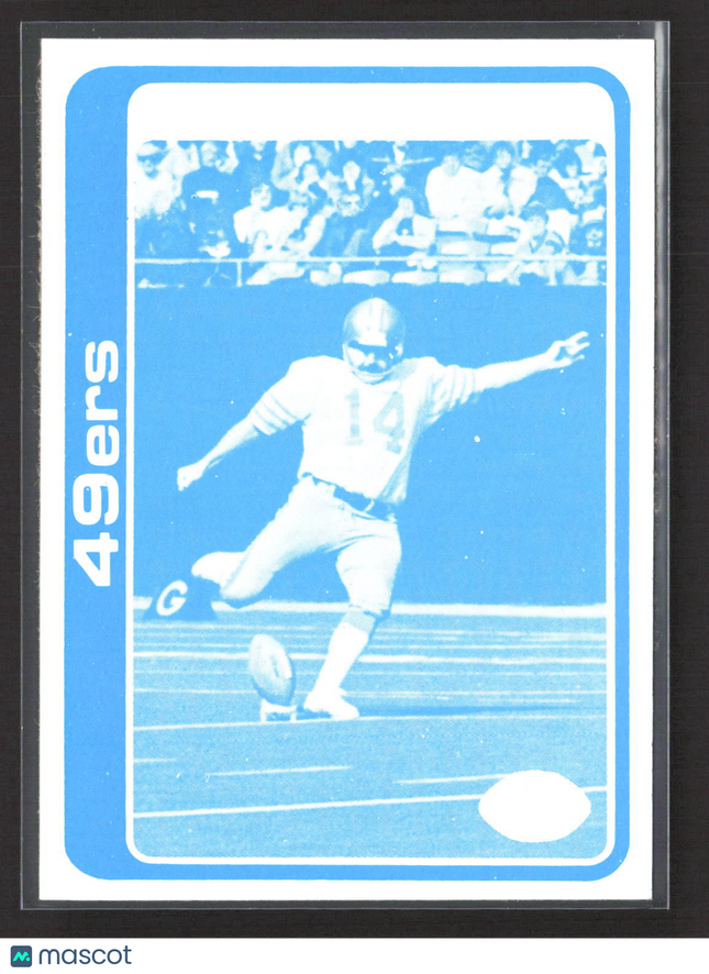 1978 Topps Football Blue Blank Back Ray Wersching #14 Blank Back Proof