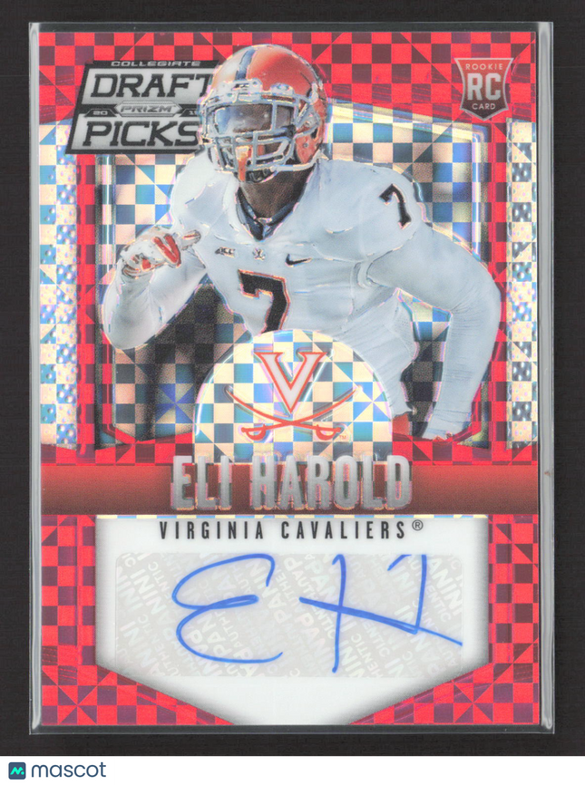 2015 Prizm Collegiate Draft Picks Eli Harold #186 Red Checkerboard RC Auto