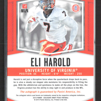 2015 Prizm Collegiate Draft Picks Eli Harold #186 Red Checkerboard RC Auto