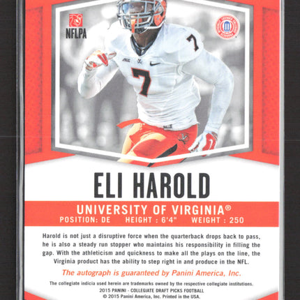 2015 Panini Prizm Collegiate Draft Picks Eli Harold #186 Purple RC Auto /30