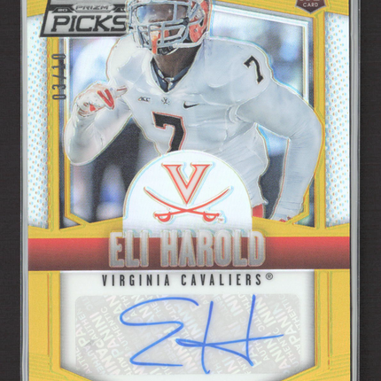 2015 Panini Prizm Collegiate Draft Picks Eli Harold #186 Gold 03/10 RC Auto
