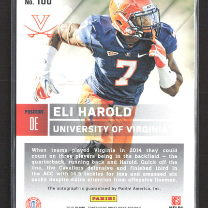 2015 Panini Contenders Draft Picks Eli Harold #186 Bowl Ticket 82/99 RC Auto
