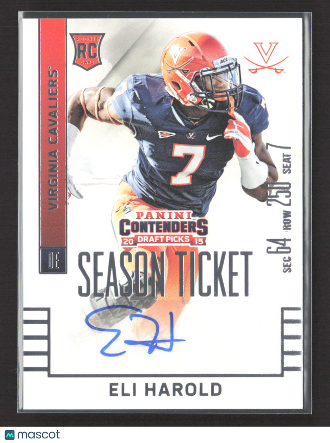 2015 Panini Contenders Draft Picks Eli Harold #186 RC Auto