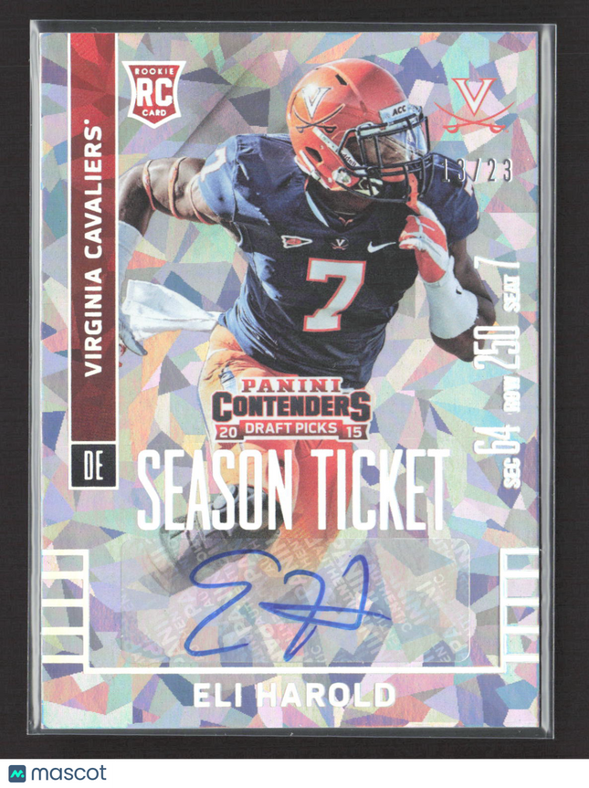 2015 Panini Contenders Draft Picks Eli Harold #186 RC 13/23 Auto Cracked Ice