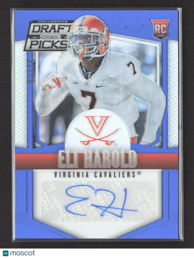 2015 Panini Prizm Collegiate Draft Picks Eli Harold #186 Blue RC Auto /25