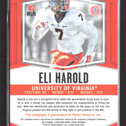 2015 Prizm Collegiate Draft Picks Eli Harold #186 Red White Blue RC Auto /15