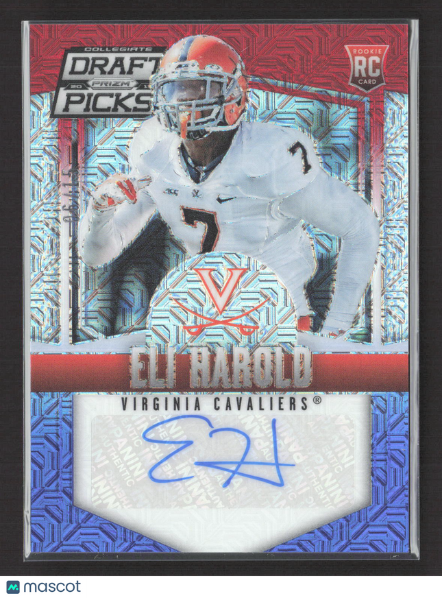 2015 Prizm Collegiate Draft Picks Eli Harold #186 Red White Blue RC Auto /15