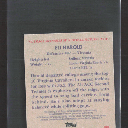2015 Bowman Football Eli Harold #BMA-EH Auto