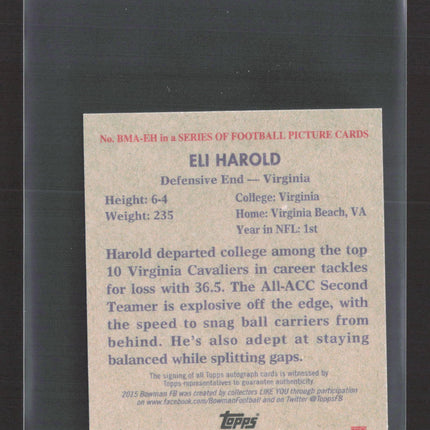 2015 Bowman Football Eli Harold #BMA-EH Black and White /5 Auto