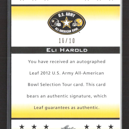 2012 Leaf U.S. Army All-American Bowl Selection Tour Eli Harold #TA-EH1 /10 Auto