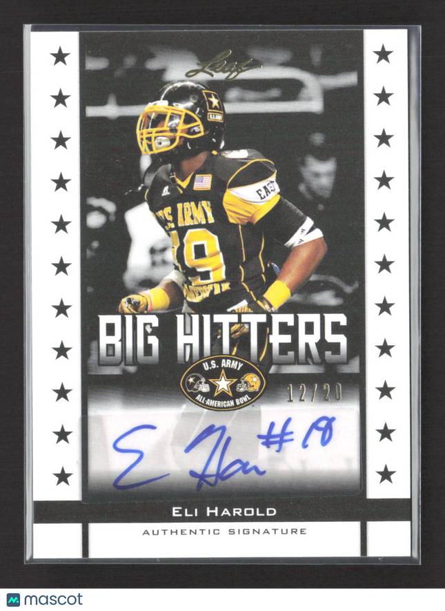 2012 Leaf U.S. Army All-American Bowl Big Hitters Eli Harold #BH-EH1 12/20 Auto