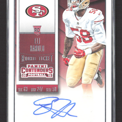 2015 Panini Contenders Football Eli Harold #130 Rookie Ticket RC Auto