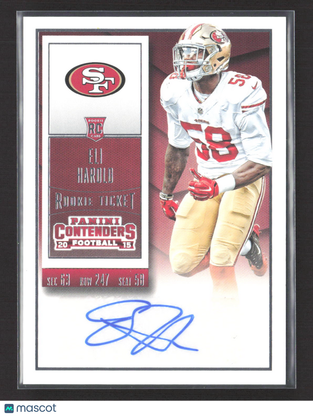 2015 Panini Contenders Football Eli Harold #130 Rookie Ticket RC Auto