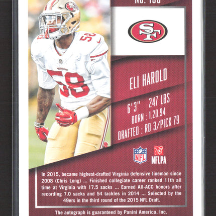 2015 Panini Contenders Football Eli Harold #130 Rookie Ticket RC Auto