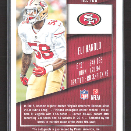 2015 Panini Contenders Football Eli Harold #130 Playoff Ticket RC 36/49 Auto