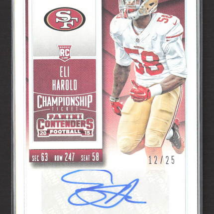 2015 Panini Contenders Championship Ticket Eli Harold #130 RC 12/25 Auto