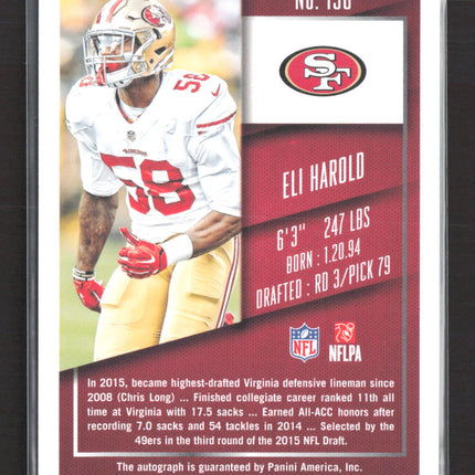 2015 Panini Contenders Championship Ticket Eli Harold #130 RC 12/25 Auto