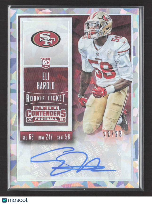 2015 Panini Contenders Football Eli Harold #130 RC 22/23 Auto