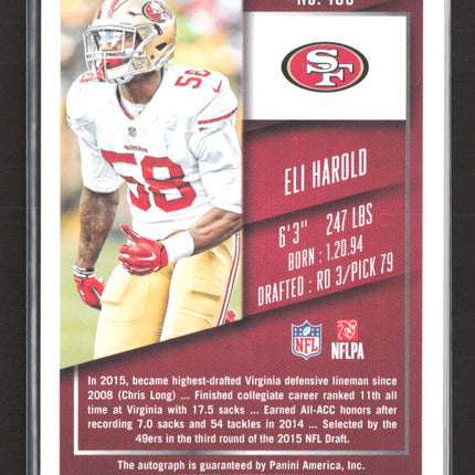 2015 Panini Contenders Football Eli Harold #130 RC 22/23 Auto