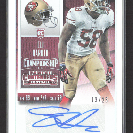2015 Panini Contenders Football Championship Ticket Eli Harold #130 RC /25 Auto