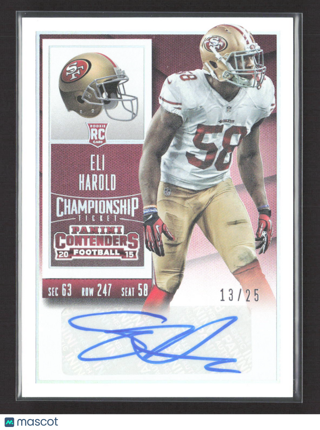 2015 Panini Contenders Football Championship Ticket Eli Harold #130 RC /25 Auto