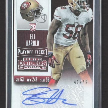 2015 Panini Contenders Football Playoff Ticket Eli Harold #130 41 / 49 RC Auto