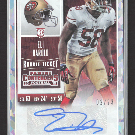 2015 Panini Contenders Eli Harold #130 Cracked Ice 02/23 RC Auto