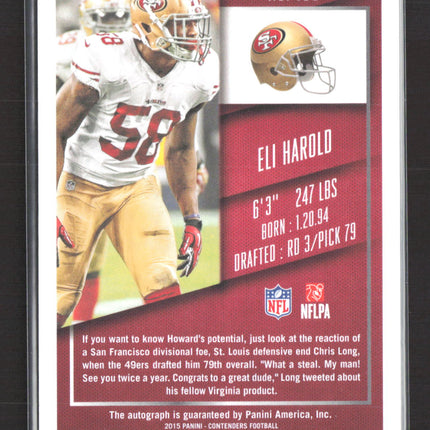 2015 Panini Contenders Eli Harold #130 Cracked Ice 02/23 RC Auto