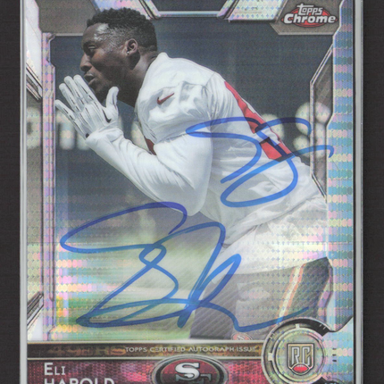 2015 Topps Chrome Eli Harold #158 Pulsar Refractor RC Auto /15