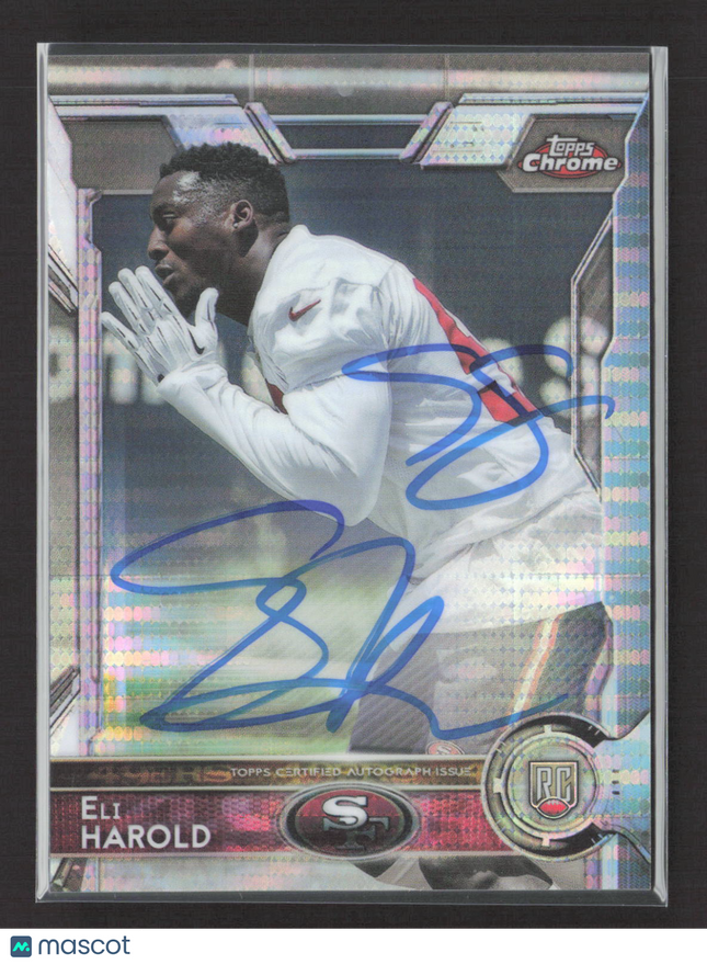 2015 Topps Chrome Eli Harold #158 Pulsar Refractor RC Auto /15