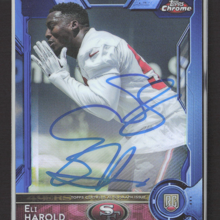 2015 Topps Chrome Eli Harold #158 Blue Refractor Auto /50