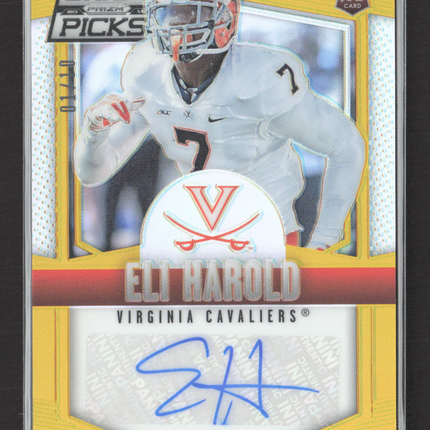 2015 Panini Prizm Collegiate Draft Picks Eli Harold #186 Gold RC Auto /10